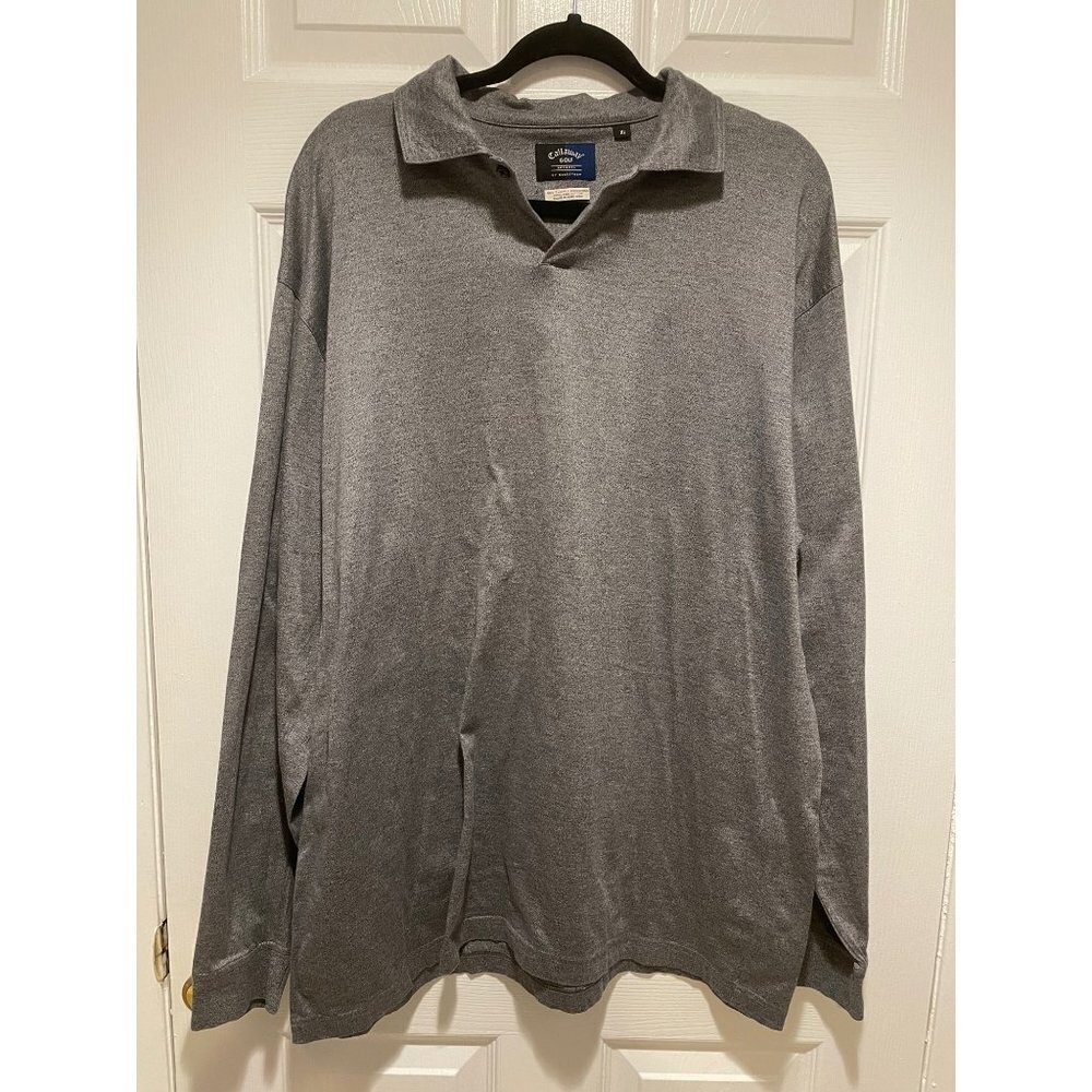 Callaway Golf Gray Long Sleeve 100% Pima Cotton Collared Men's Shirt Size XL